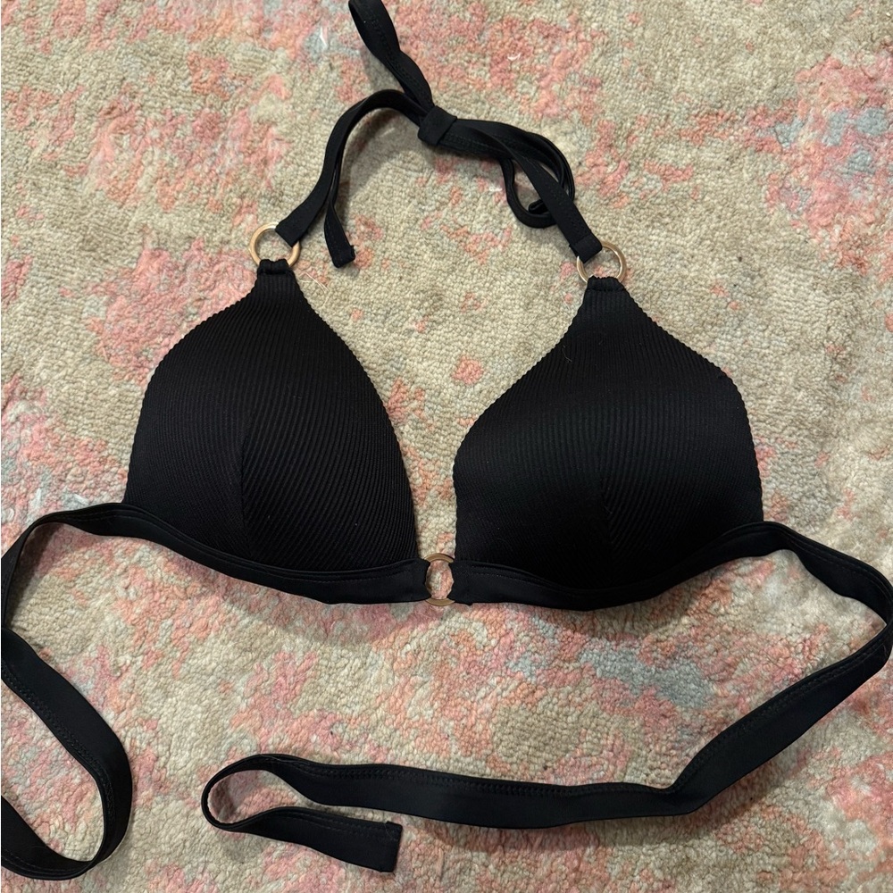 Missguided Black Tie Bikini Top